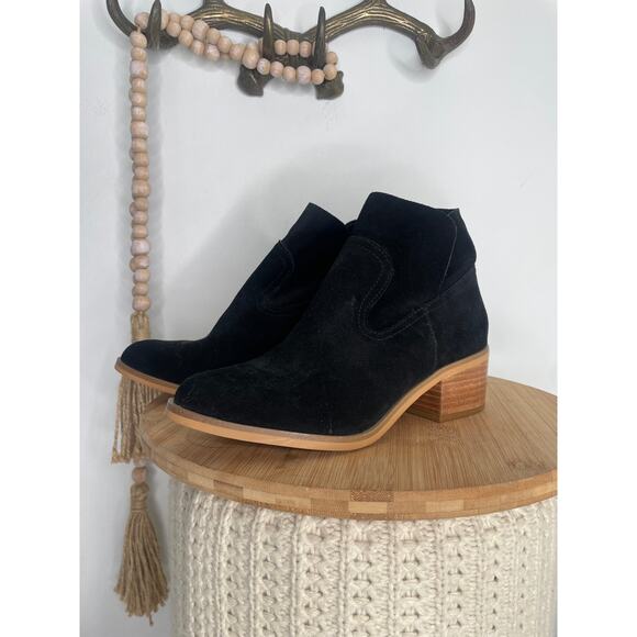 Steve Madden Leo Suede Leather Ankle Boots Size 7.5 Black Minimalist Western - Picture 5 of 10